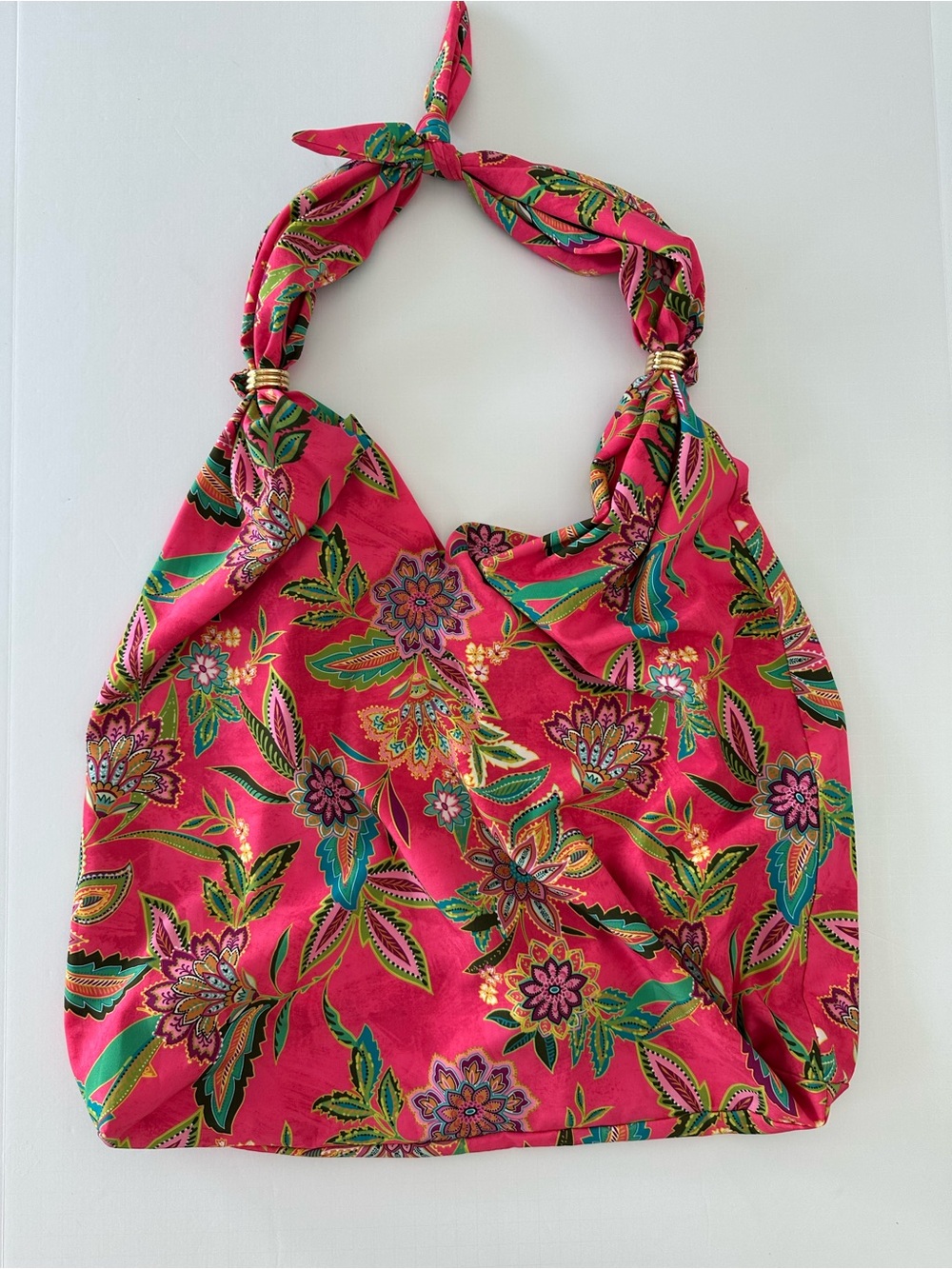 Johnny Was Flamingo Ring Beach Bag Vibrant Colors Satin Soft Material EUC - Picture 2 of 8